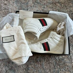 Gucci Web leather high top lace up sneakers Men’s size 7 # 429475